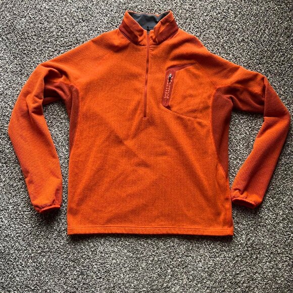 Marmot Orange Half Zip Fleece, Men's Fall  Fleece XL Jacket, Comfy Jacket - Picture 1 of 6